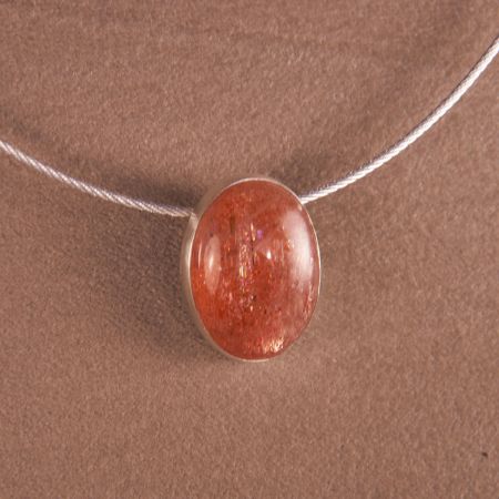 Kette mit Sonnenstein Anhänger Silber